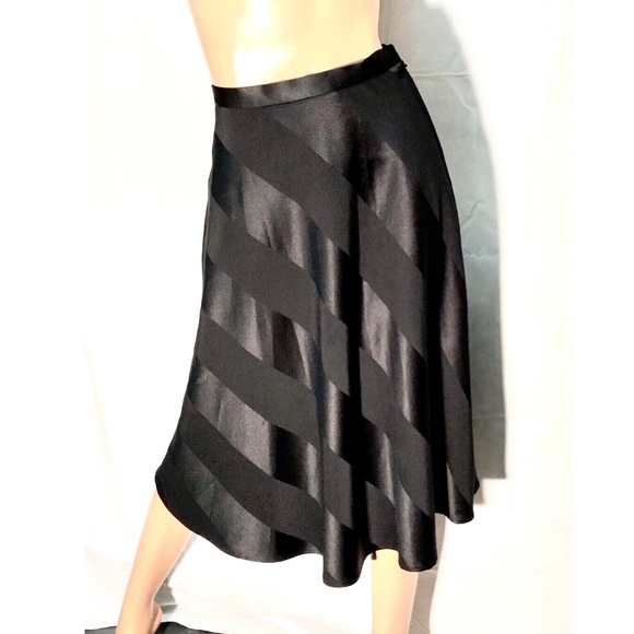 TALBOTS Petites Black Tonal Diagonal Wide Stripe A Line Knee Length Skirt~2 - Picture 4 of 10